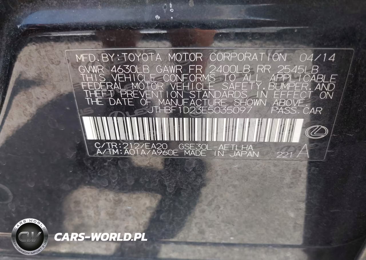 2014 Lexus Is 250 VIN:JTHBF1D23E5035097 - 9