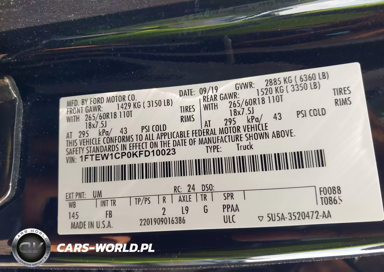 2019 Ford F-150 Xlt VIN:1FTEW1CP0KFD10023 - 9