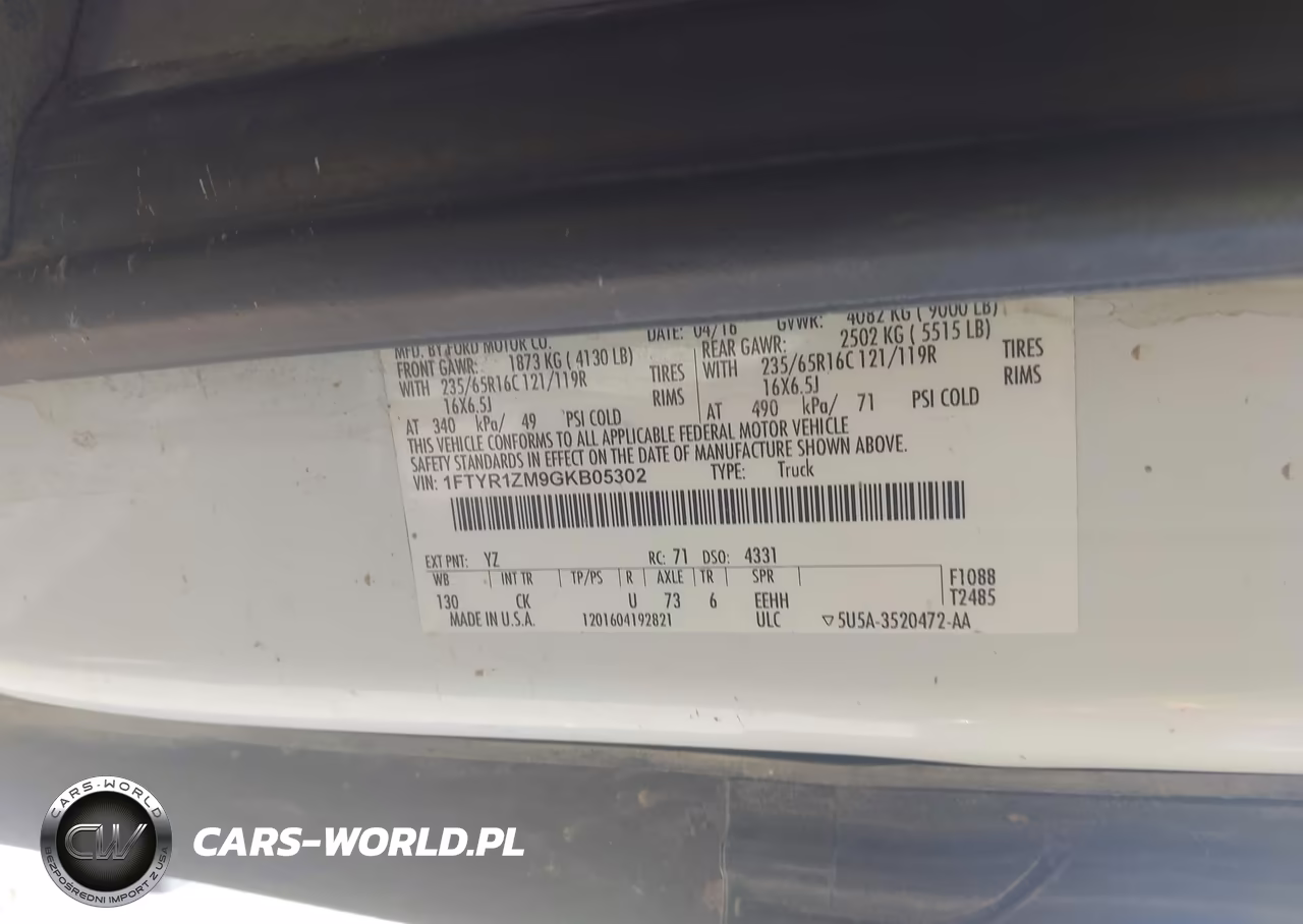 2016 Ford Transit-250 VIN:1FTYR1ZM9GKB05302 - 9