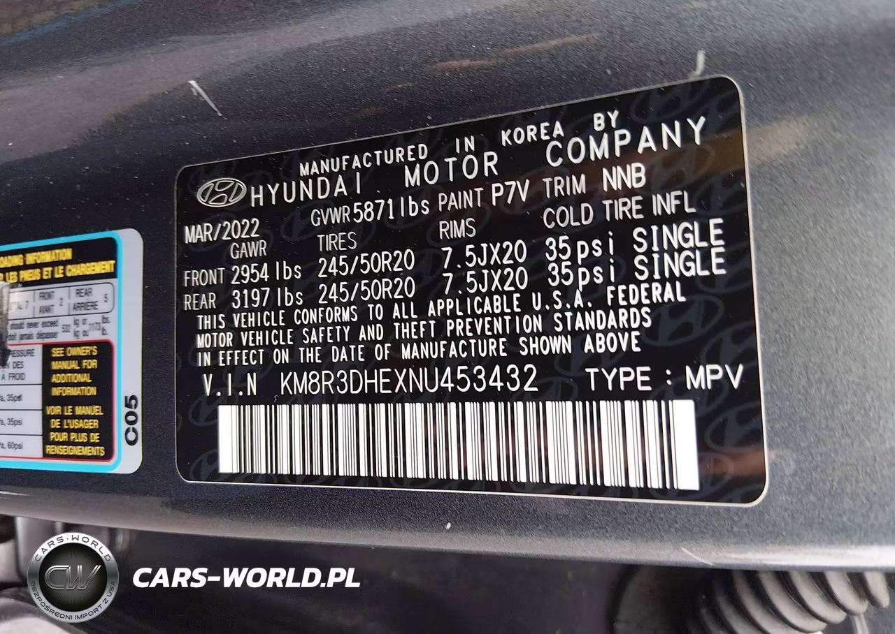 2022 Hyundai Palisade Sel VIN:KM8R3DHEXNU453432 - 9