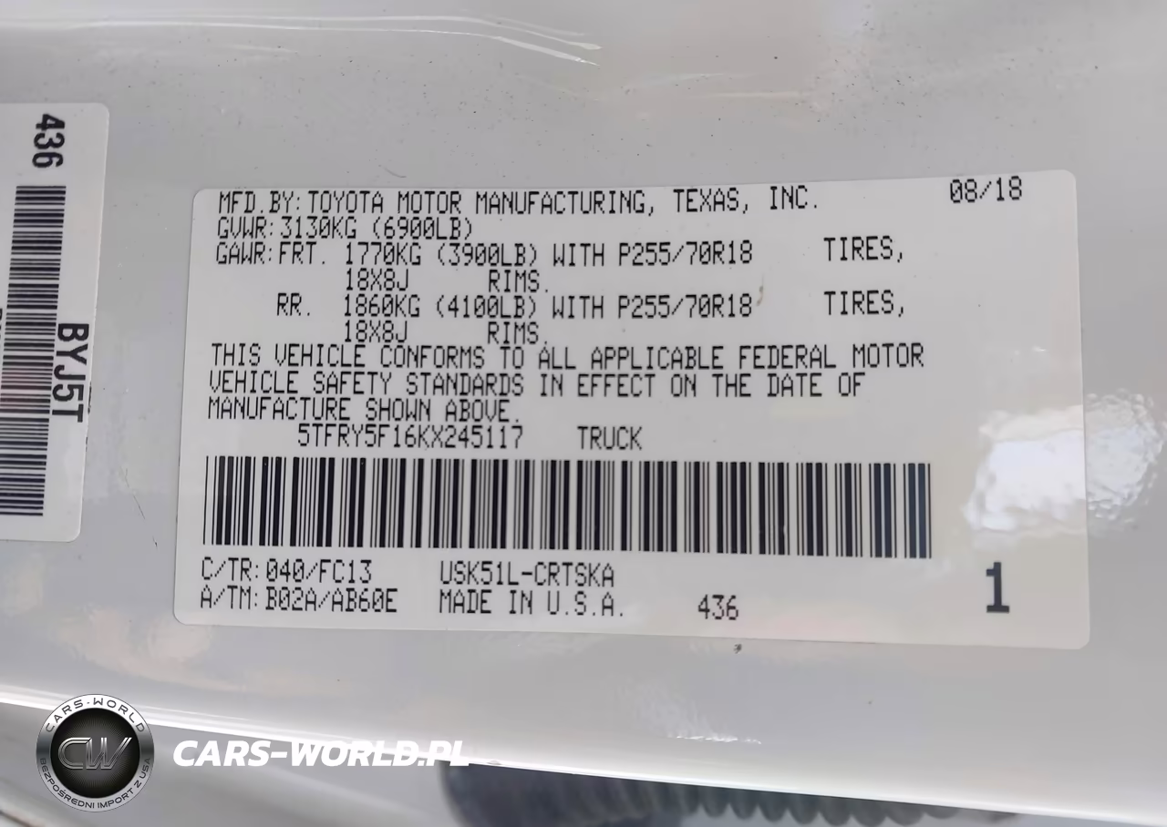 2019 Toyota Tundra Sr5 5.7L V8 VIN:5TFRY5F16KX245117 - 9