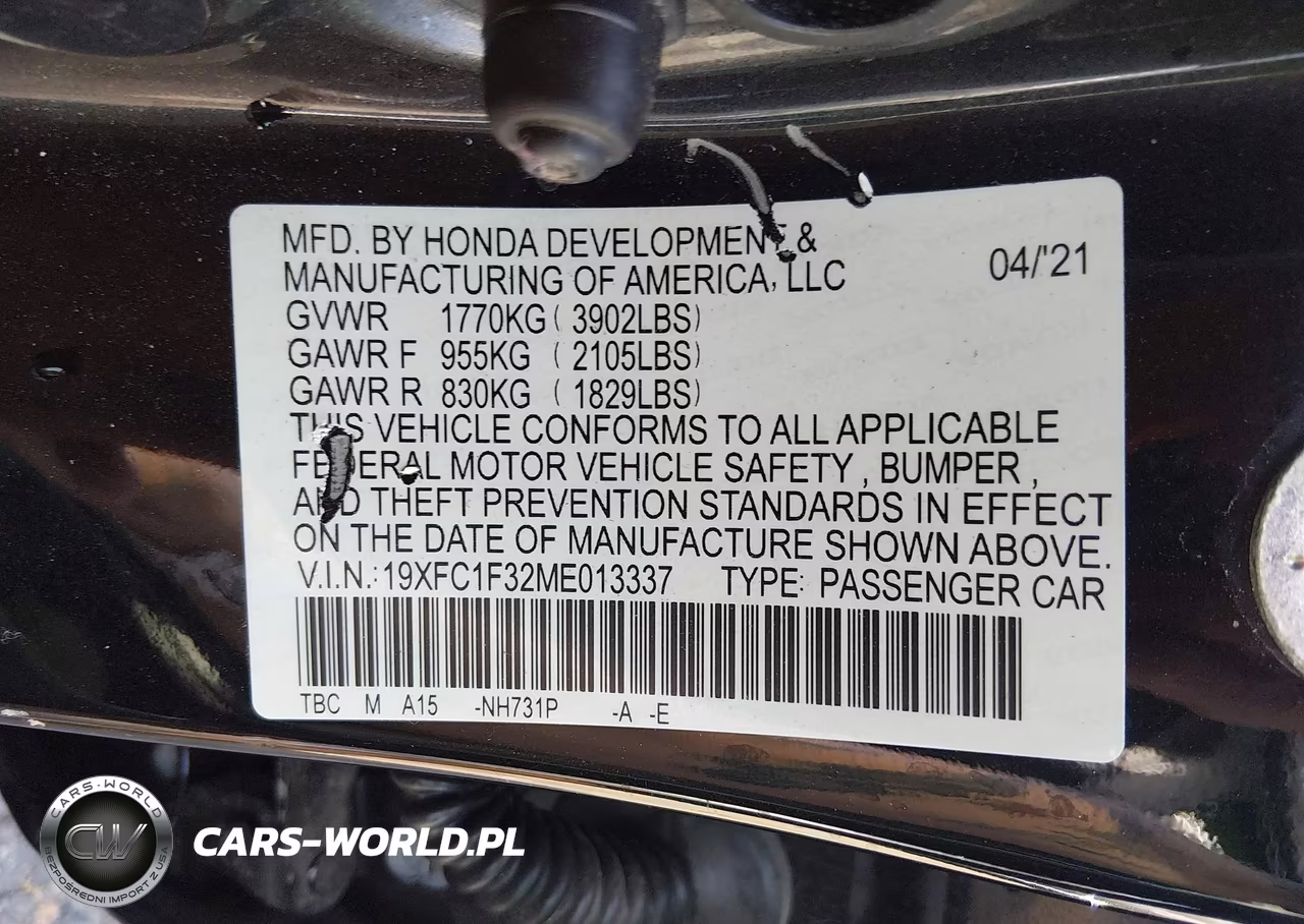 2021 Honda Civic Ex VIN:19XFC1F32ME013337 - 9