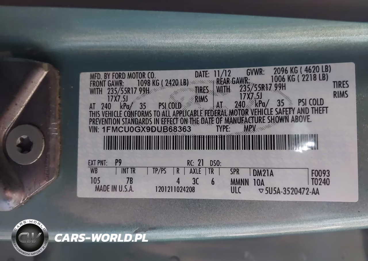 2013 Ford Escape Se VIN:1FMCU0GX9DUB68363 - 9