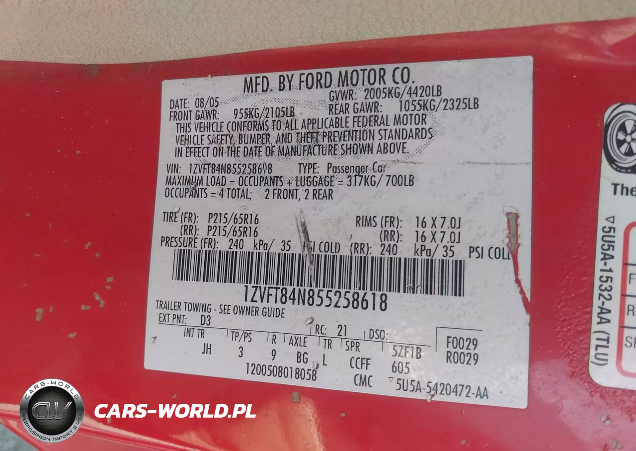 2005 Ford Mustang VIN:1ZVFT84N855258618 - 9
