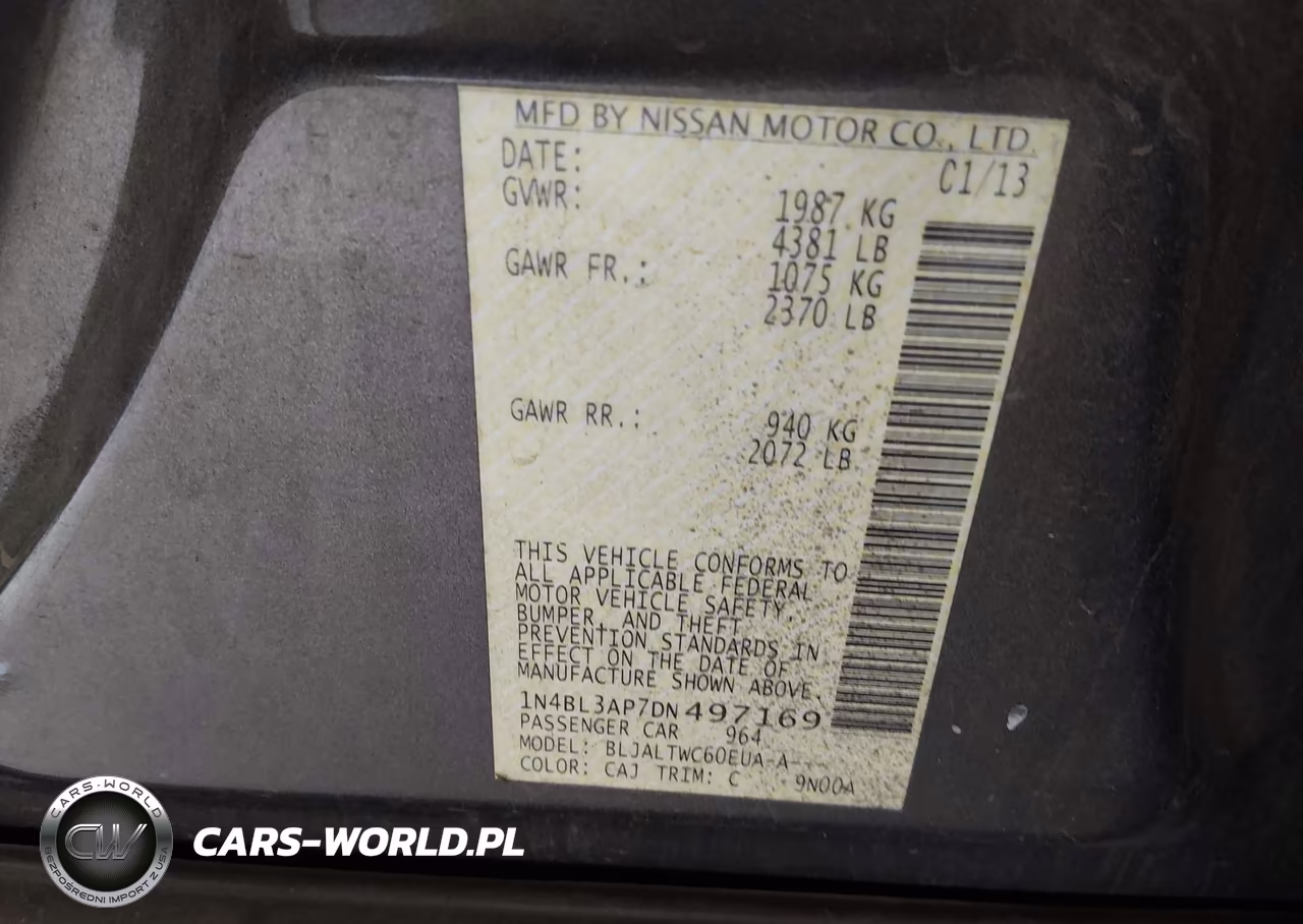 2013 Nissan Altima 3.5 Sv VIN:1N4BL3AP7DN497169 - 9