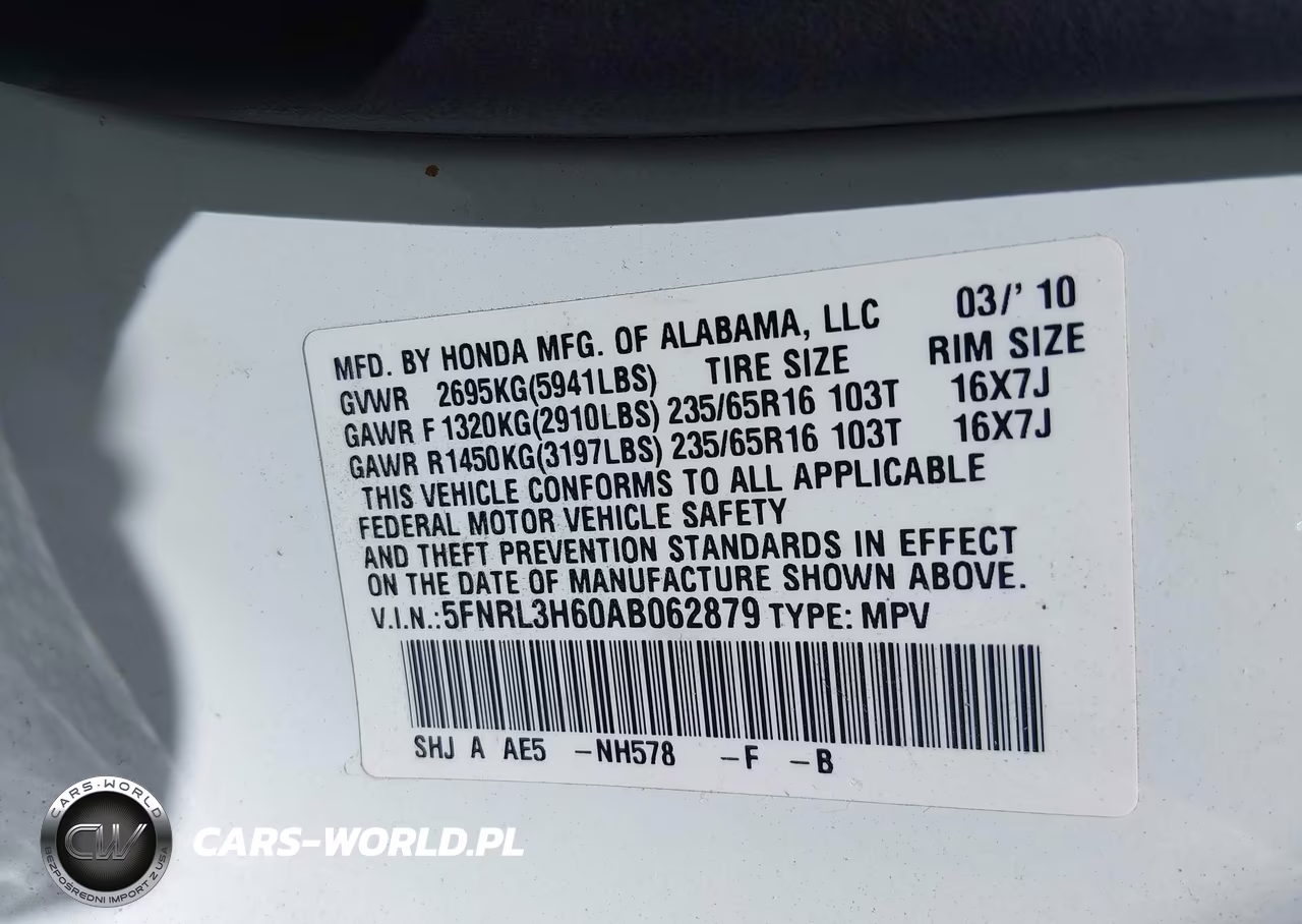 2010 Honda Odyssey Ex-L VIN:5FNRL3H60AB062879 - 9