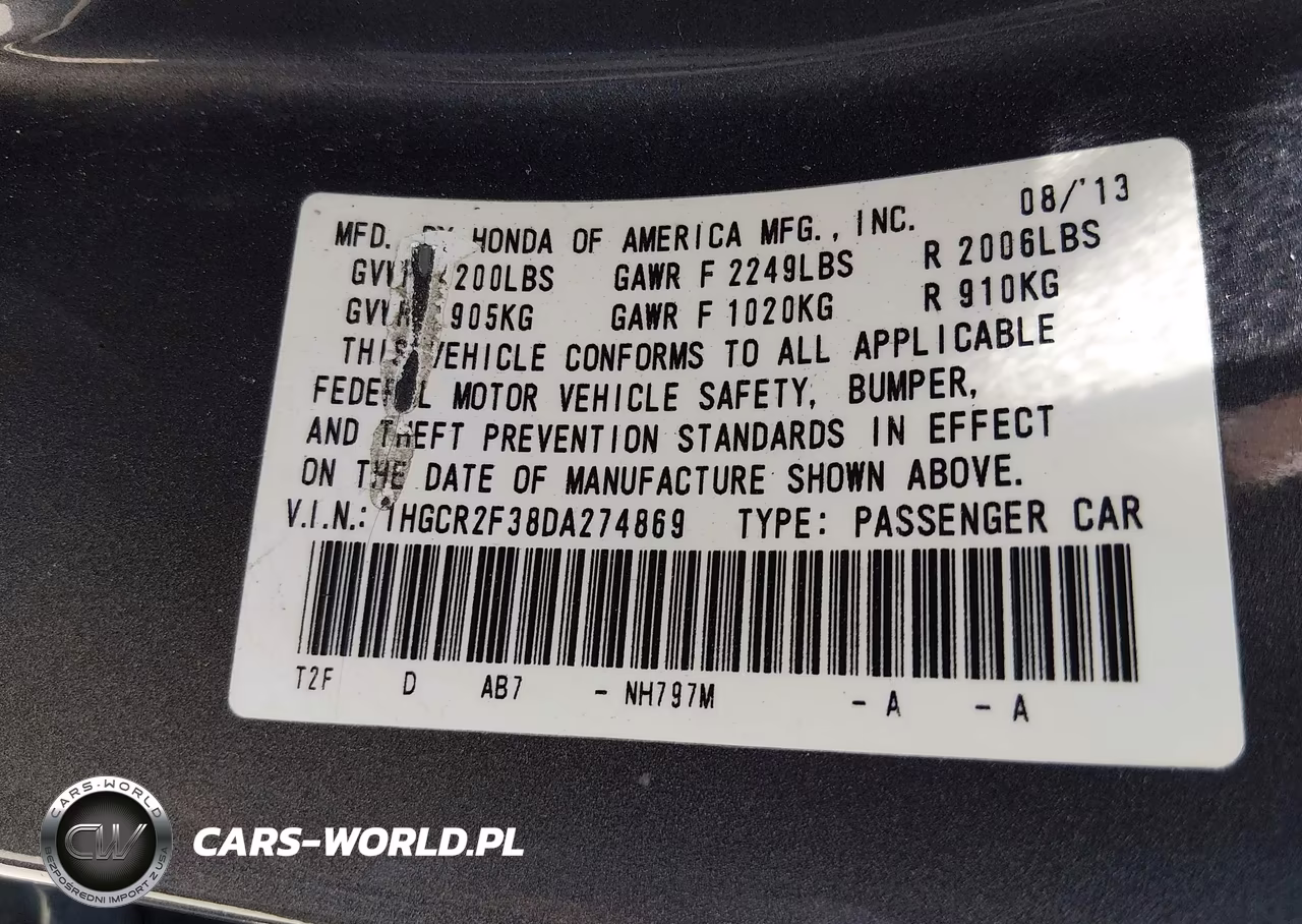 2013 Honda Accord Lx VIN:1HGCR2F38DA274869 - 9