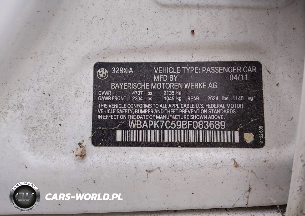 2011 BMW 328I xDrive VIN:WBAPK7C59BF083689 - 9