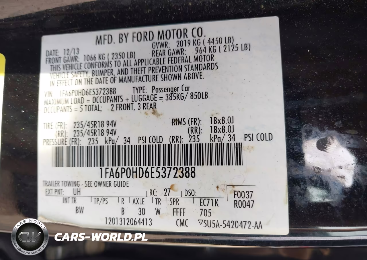 2014 Ford Fusion Se VIN:1FA6P0HD6E5372388 - 9