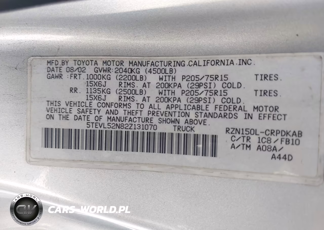 2002 Toyota Tacoma VIN:5TEVL52N82Z131070 - 9
