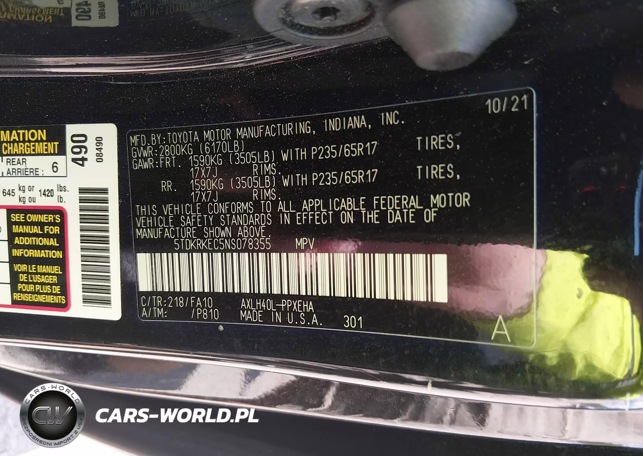 2022 Toyota Sienna Le VIN:5TDKRKEC5NS078355 - 9