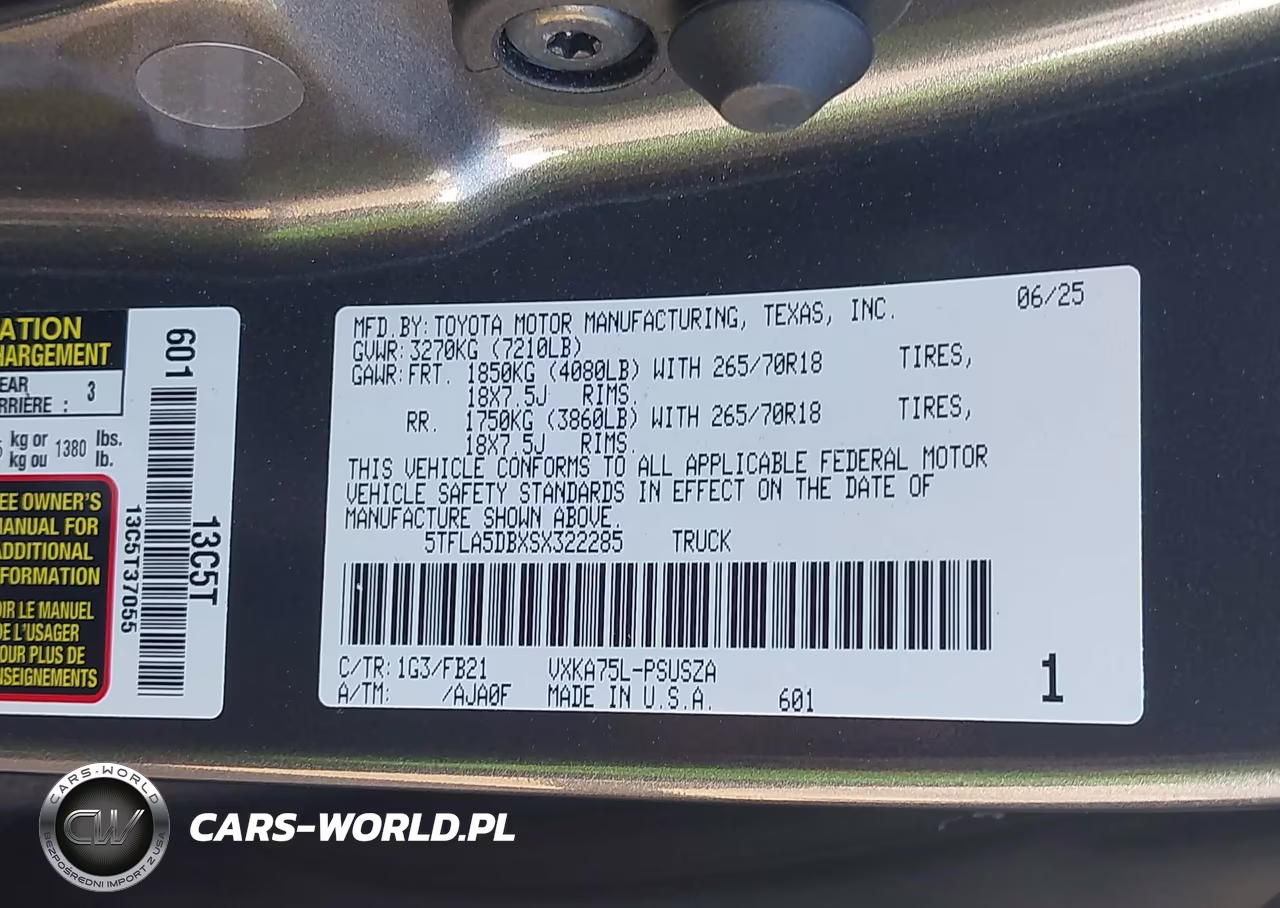 2025 Toyota Tundra Sr5 VIN:5TFLA5DBXSX322285 - 9