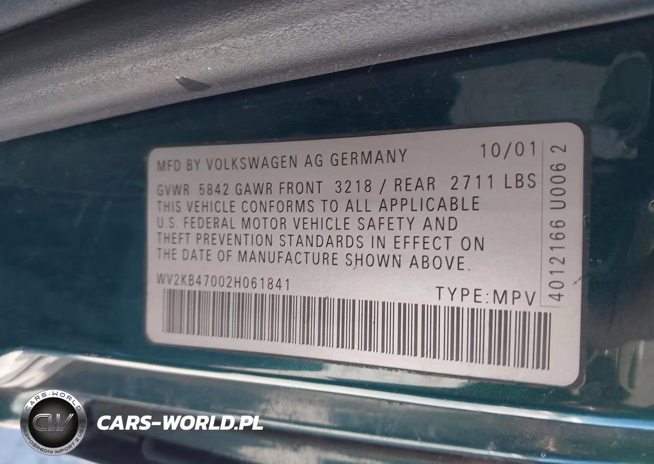 2002 Volkswagen Eurovan Gls VIN:WV2KB47002H061841 - 9