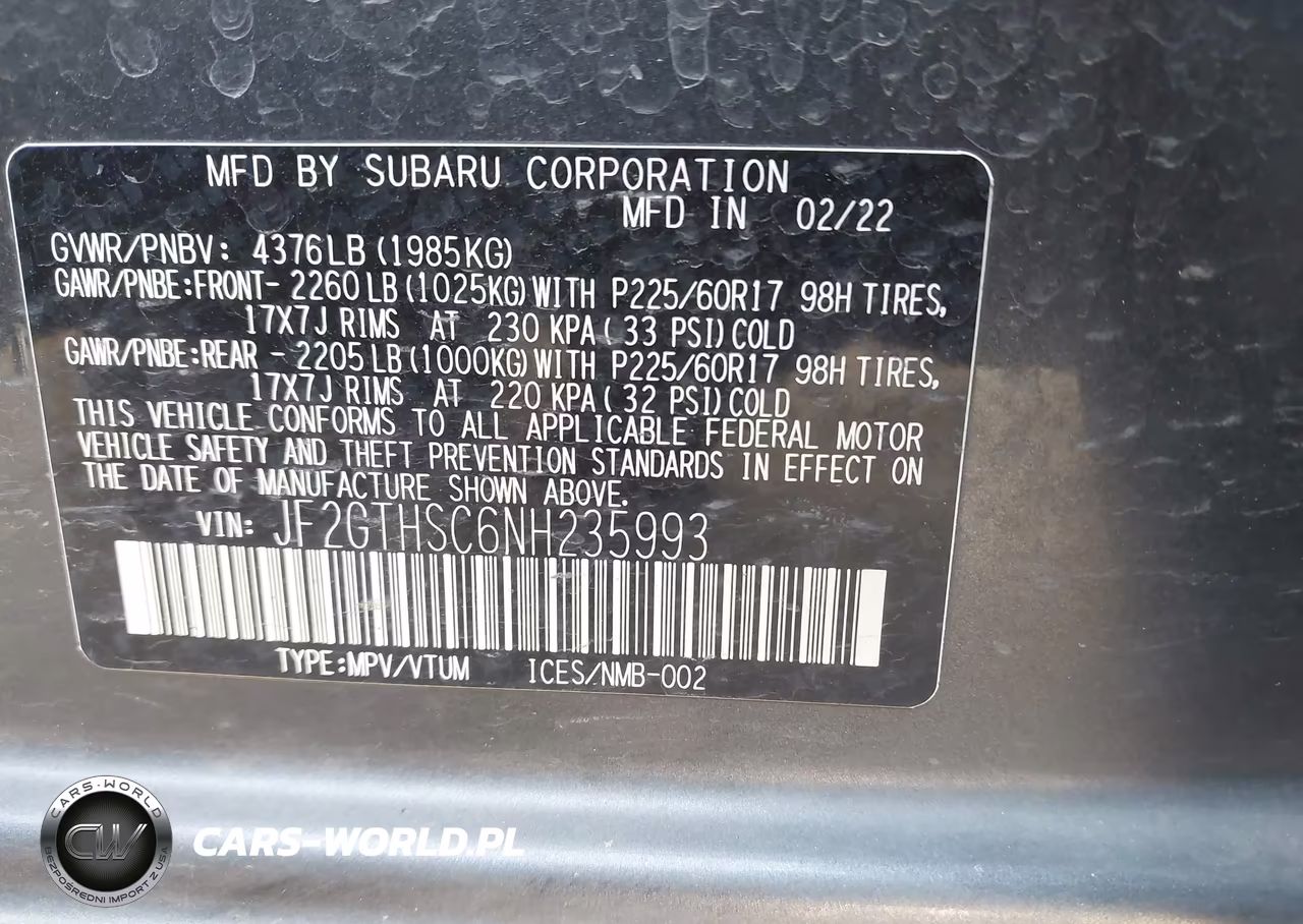 2022 Subaru Crosstrek Sport VIN:JF2GTHSC6NH235993 - 9