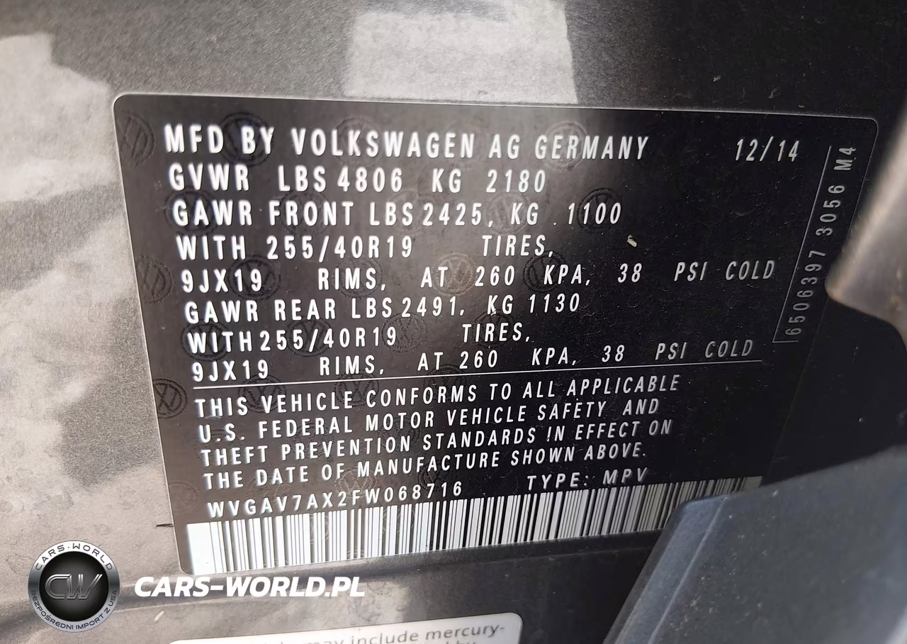 2015 Volkswagen Tiguan R-Line VIN:WVGAV7AX2FW068716 - 9