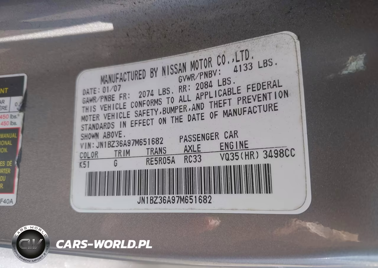 2007 Nissan 350Z Touring VIN:JN1BZ36A97M651682 - 9