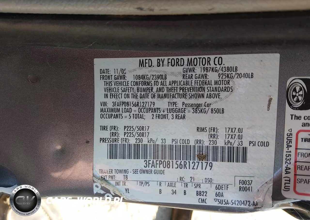 2006 Ford Fusion Sel VIN:3FAFP08156R127179 - 9