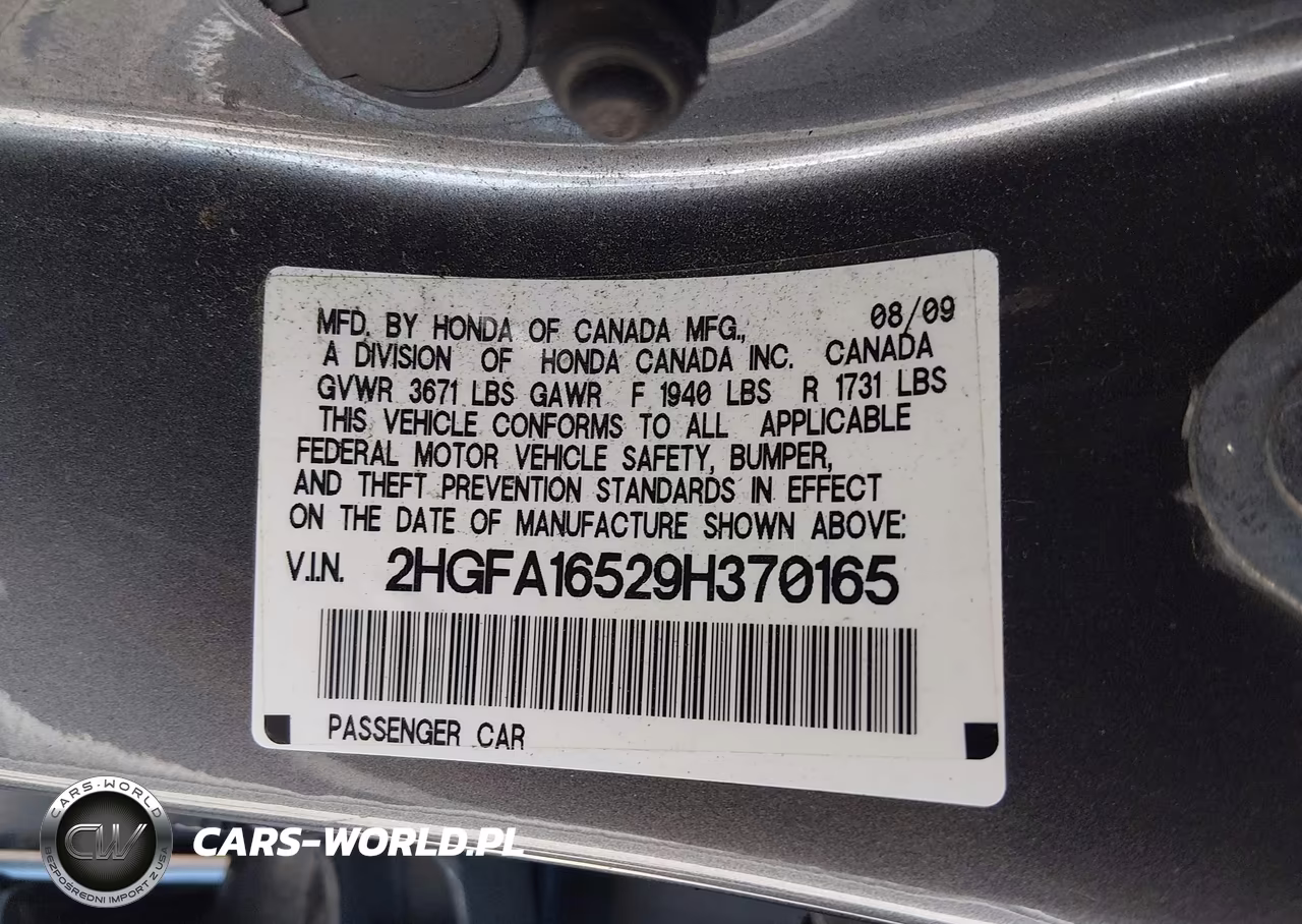 2009 Honda Civic Lx VIN:2HGFA16529H370165 - 9