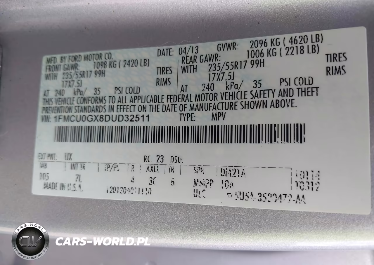 2013 Ford Escape Se VIN:1FMCU0GX8DUD32511 - 9
