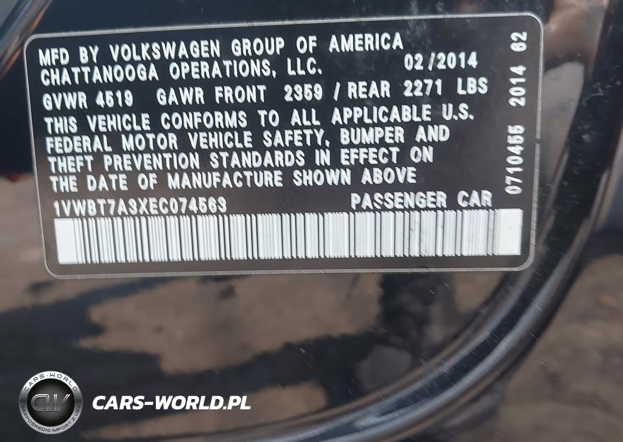2014 Volkswagen Passat 1.8T Se VIN:1VWBT7A3XEC074563 - 9