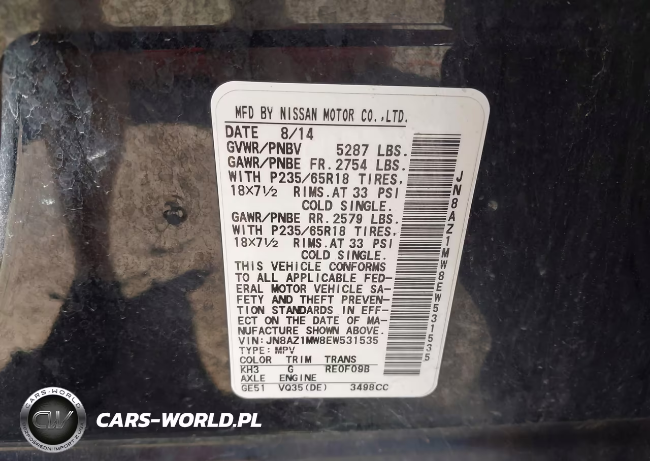2014 Nissan Murano Sl VIN:JN8AZ1MW8EW531535 - 9