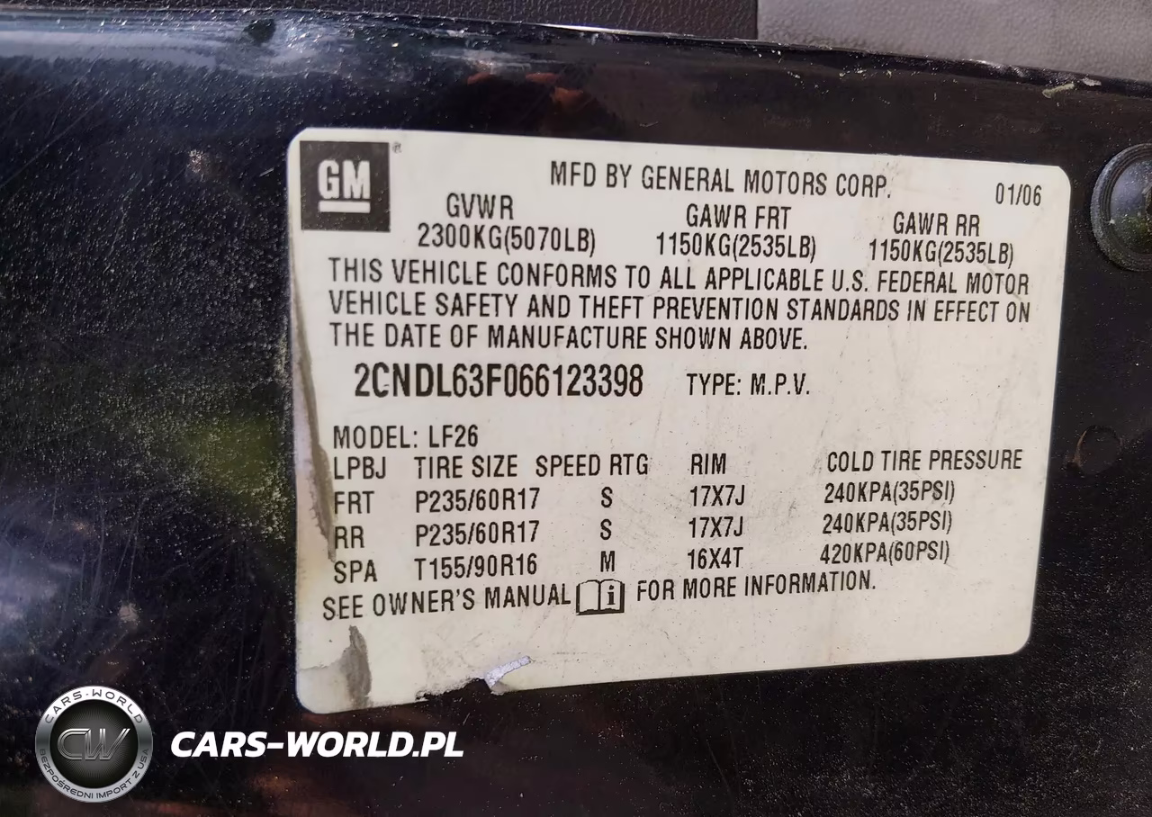 2006 Chevrolet Equinox Lt VIN:2CNDL63F066123398 - 9
