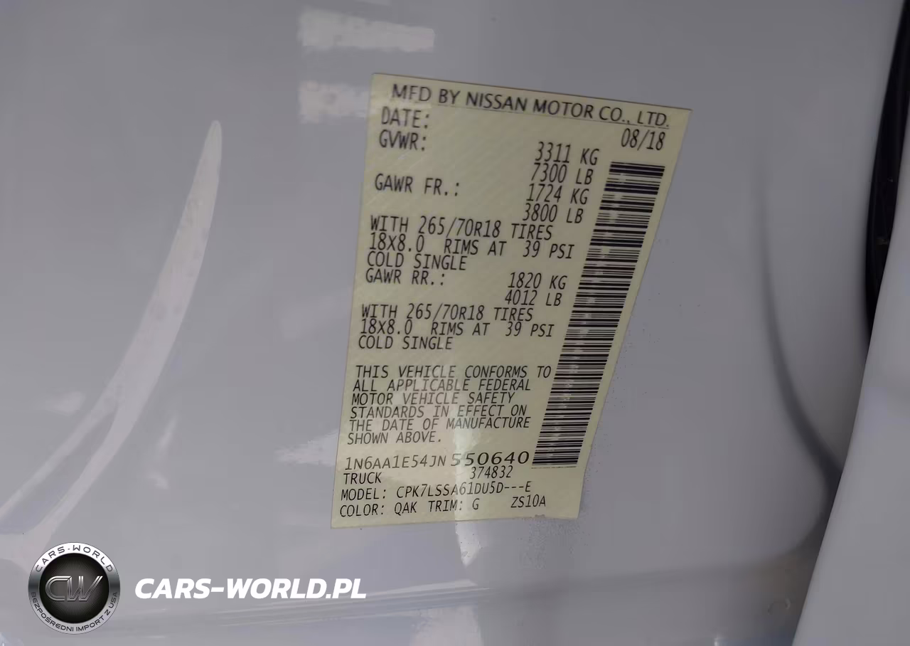 2018 Nissan Titan Sv VIN:1N6AA1E54JN550640 - 9