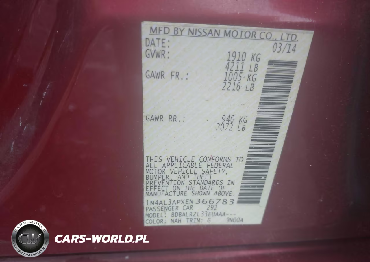 2014 Nissan Altima 2.5 S VIN:1N4AL3APXEN366783 - 9