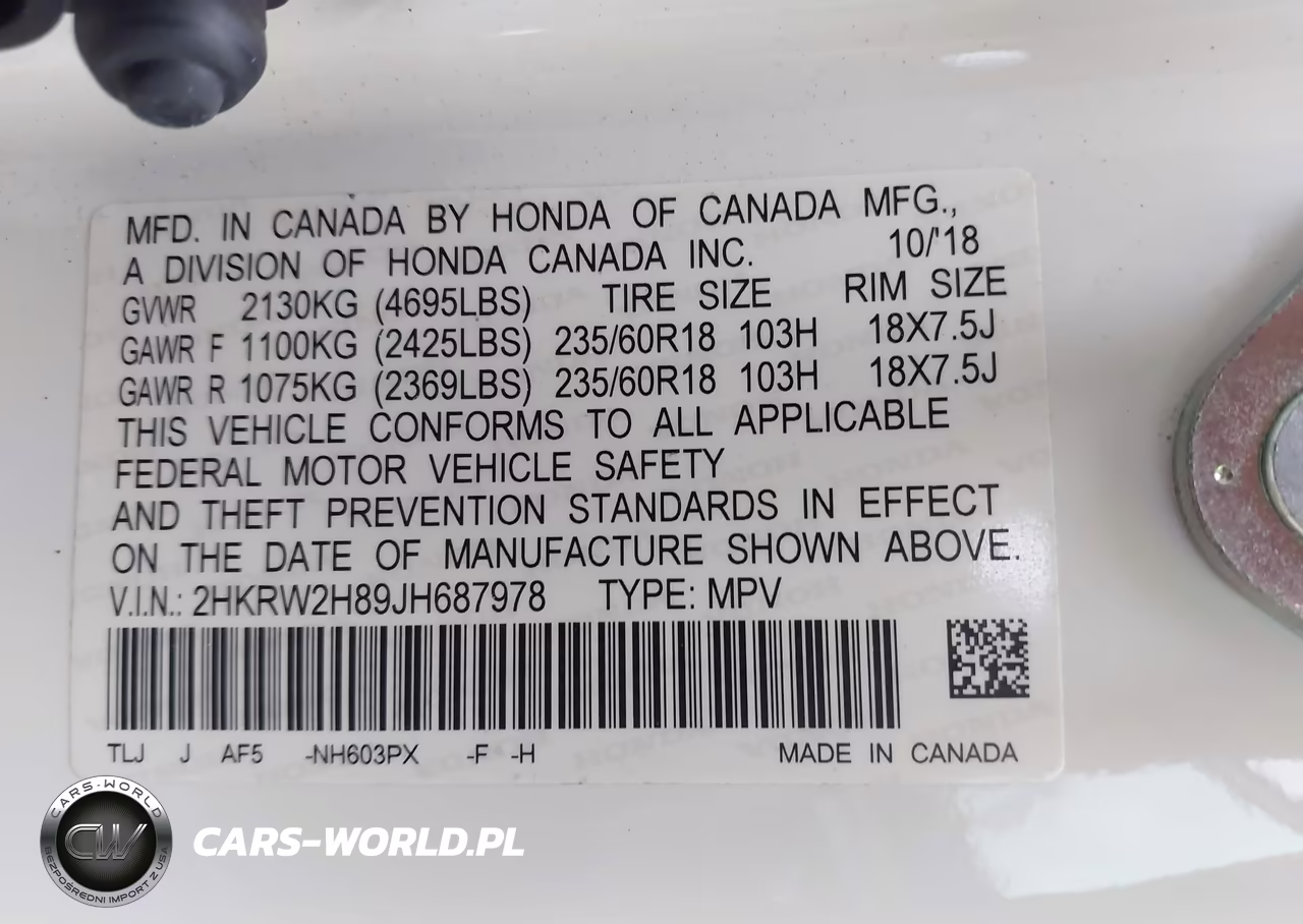 2018 Honda Cr-V Ex-L-Ex-L Navi VIN:2HKRW2H89JH687978 - 9