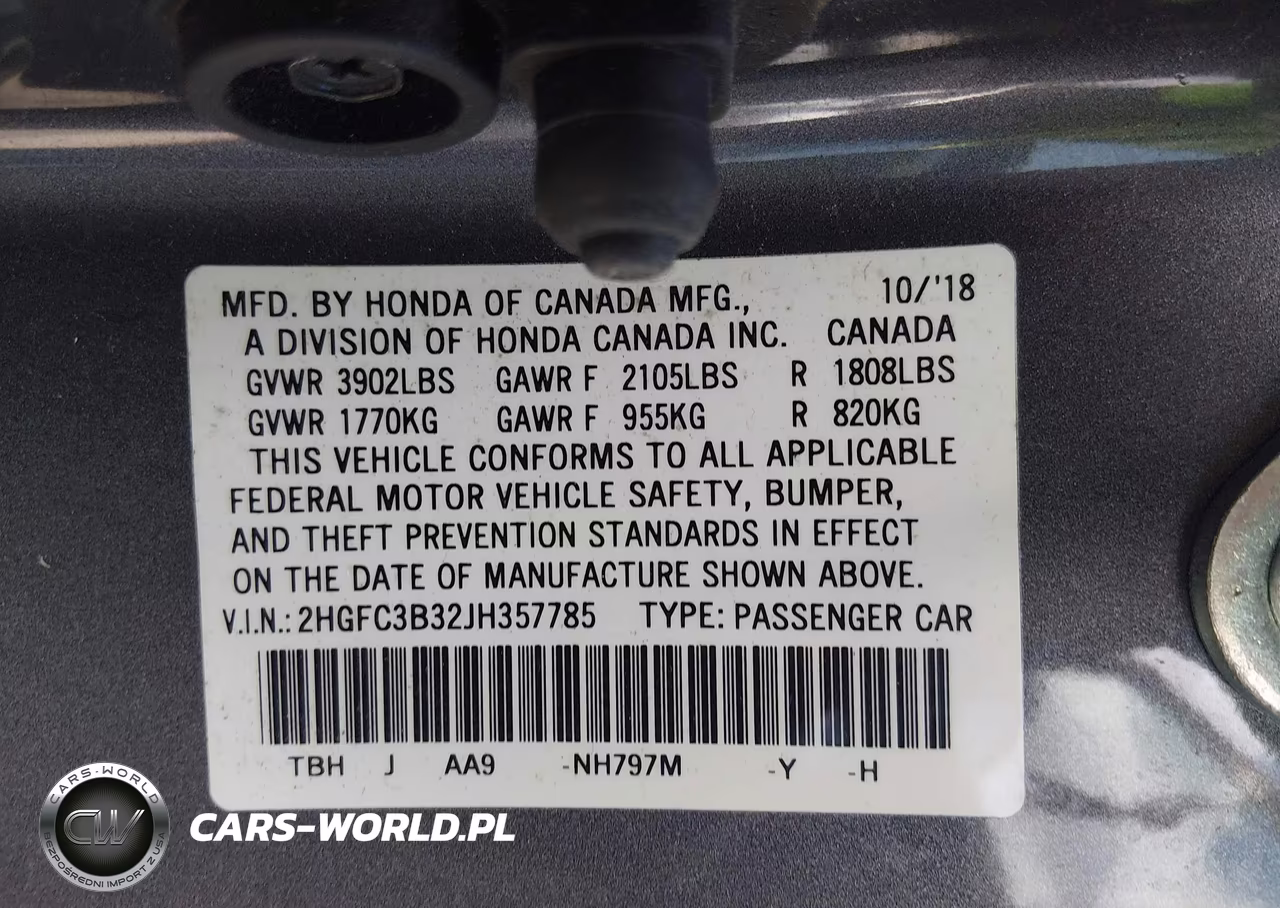 2018 Honda Civic Ex-T VIN:2HGFC3B32JH357785 - 9