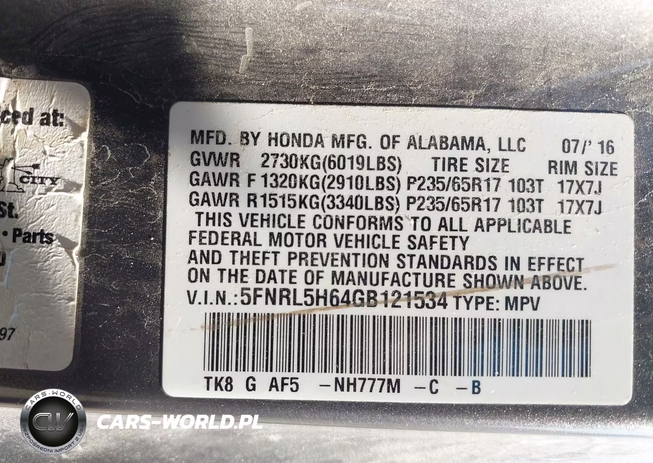2016 Honda Odyssey Ex-L VIN:5FNRL5H64GB121534 - 9