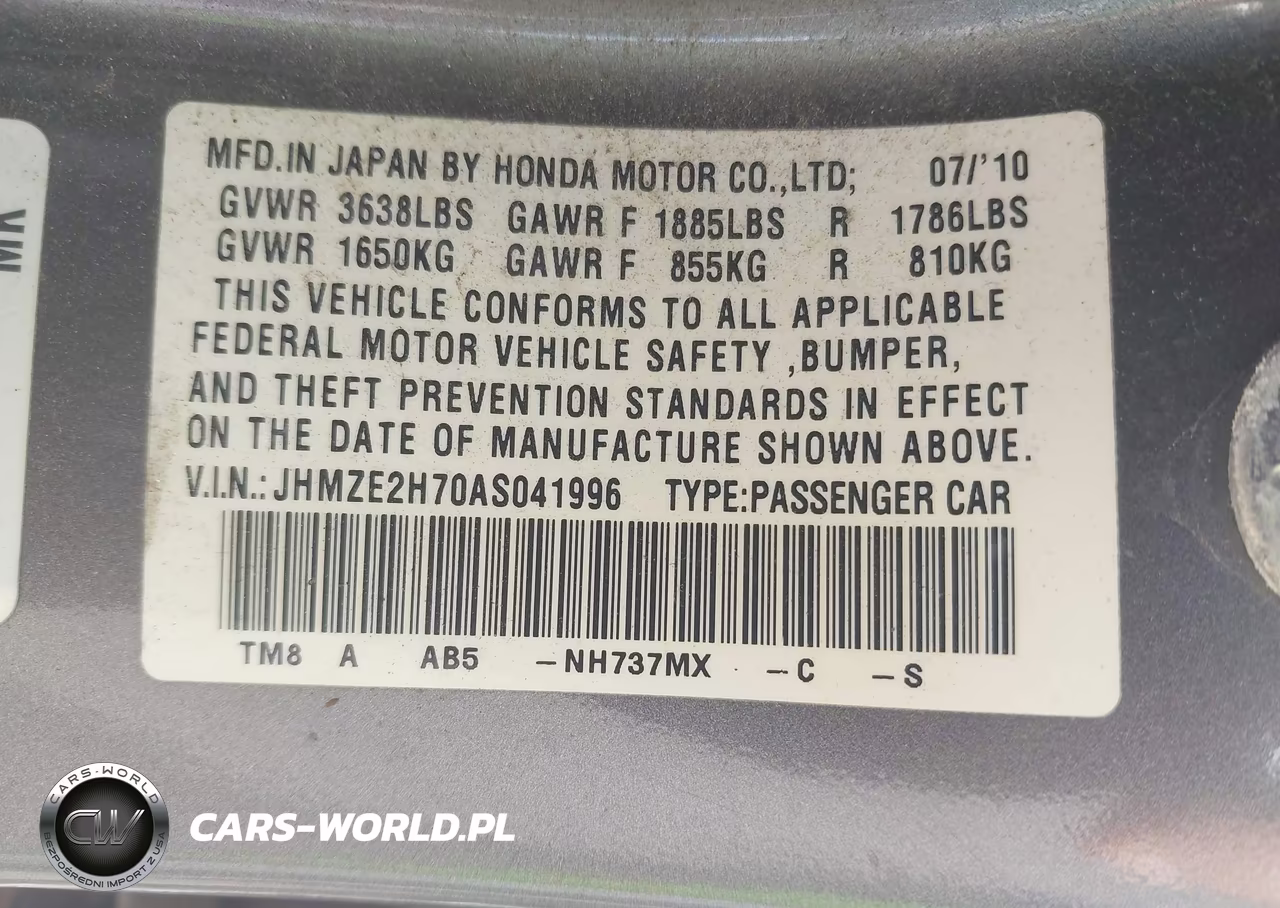 2010 Honda Insight Ex VIN:JHMZE2H70AS041996 - 9