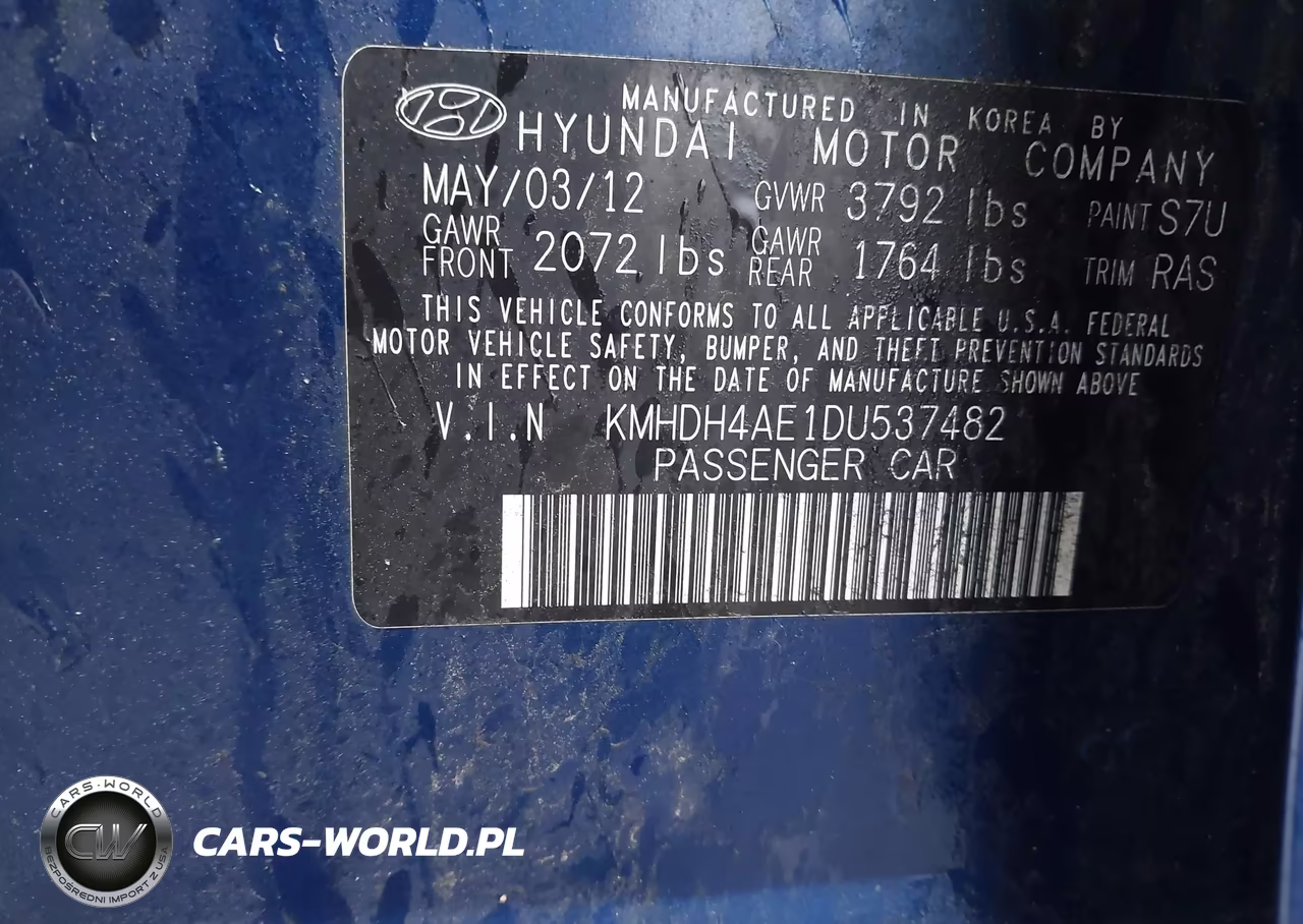 2013 Hyundai Elantra Gls VIN:KMHDH4AE1DU537482 - 9