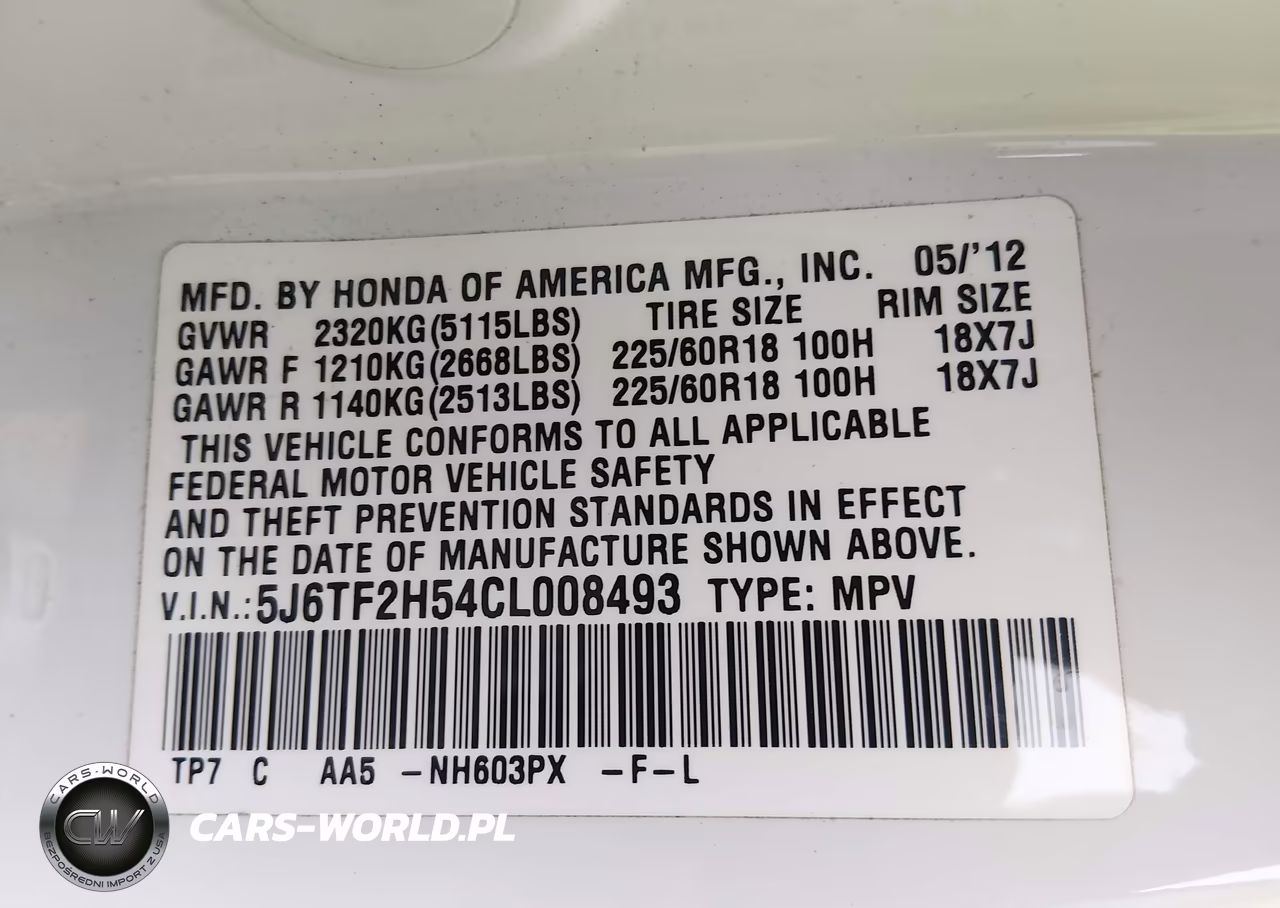 2012 Honda Crosstour Ex-L VIN:5J6TF2H54CL008493 - 9