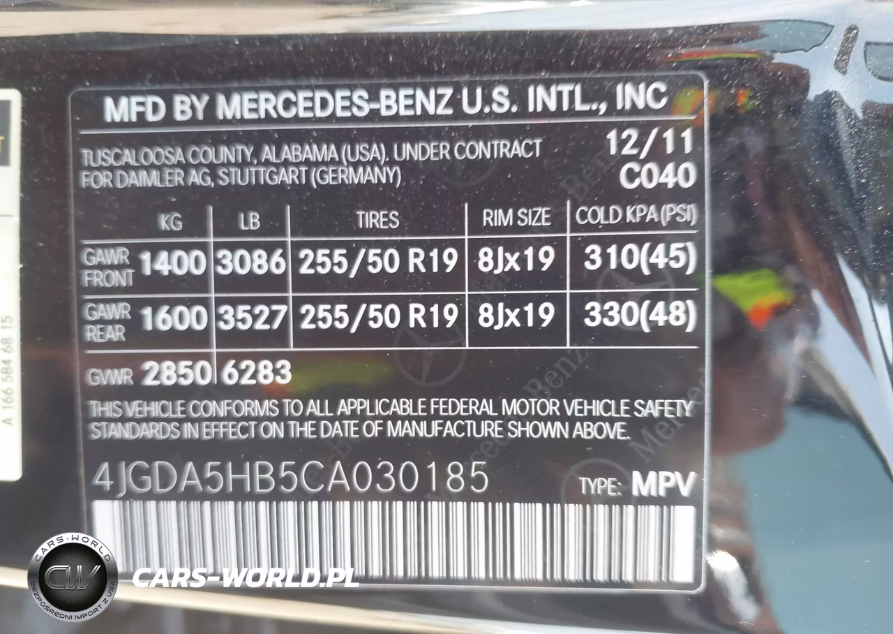 2012 Mercedes-Benz Ml 350 4Matic VIN:4JGDA5HB5CA030185 - 9