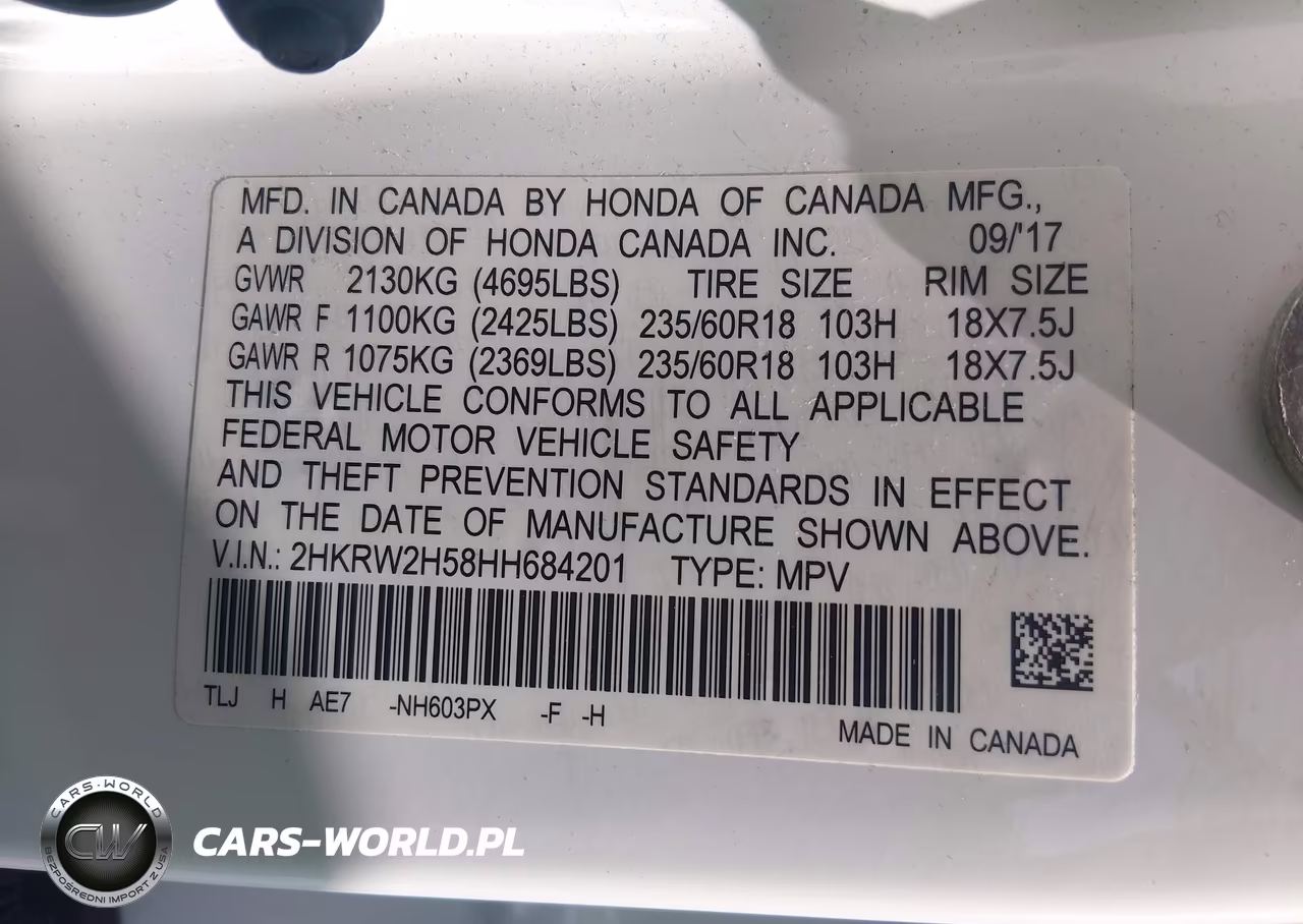 2017 Honda Cr-V Ex VIN:2HKRW2H58HH684201 - 9