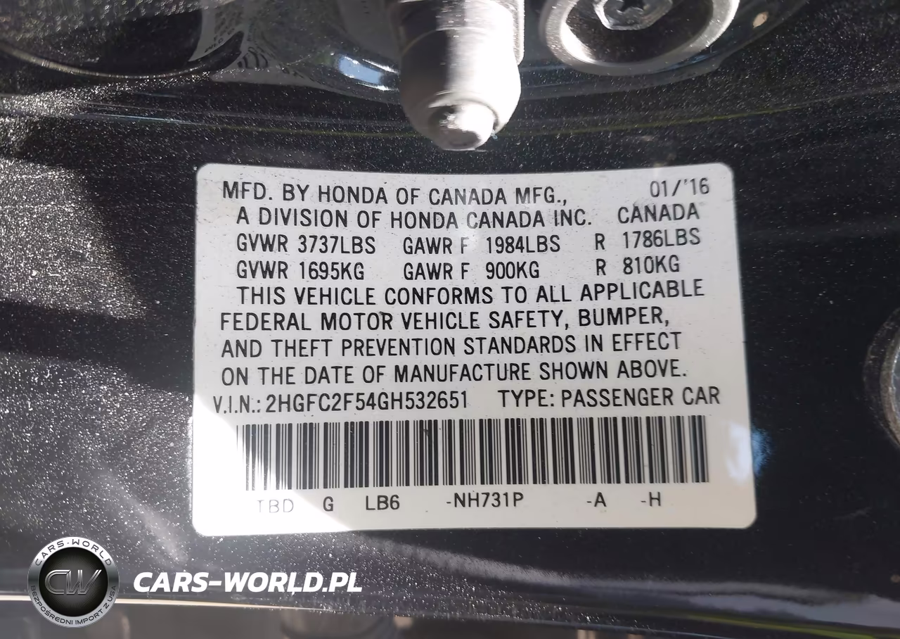 2016 Honda Civic Lx VIN:2HGFC2F54GH532651 - 9