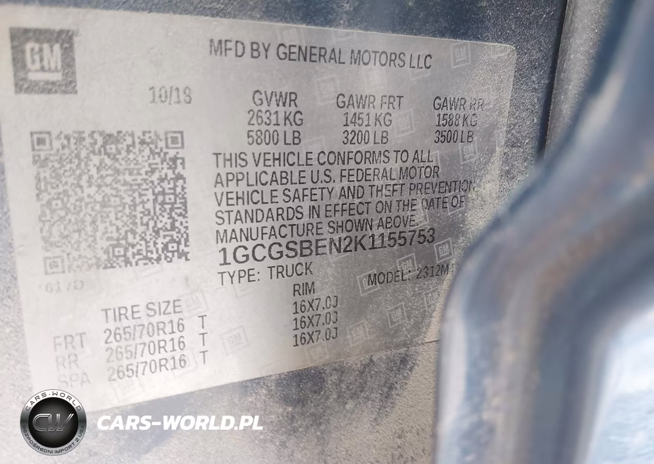 2019 Chevrolet Colorado Wt VIN:1GCGSBEN2K1155753 - 9