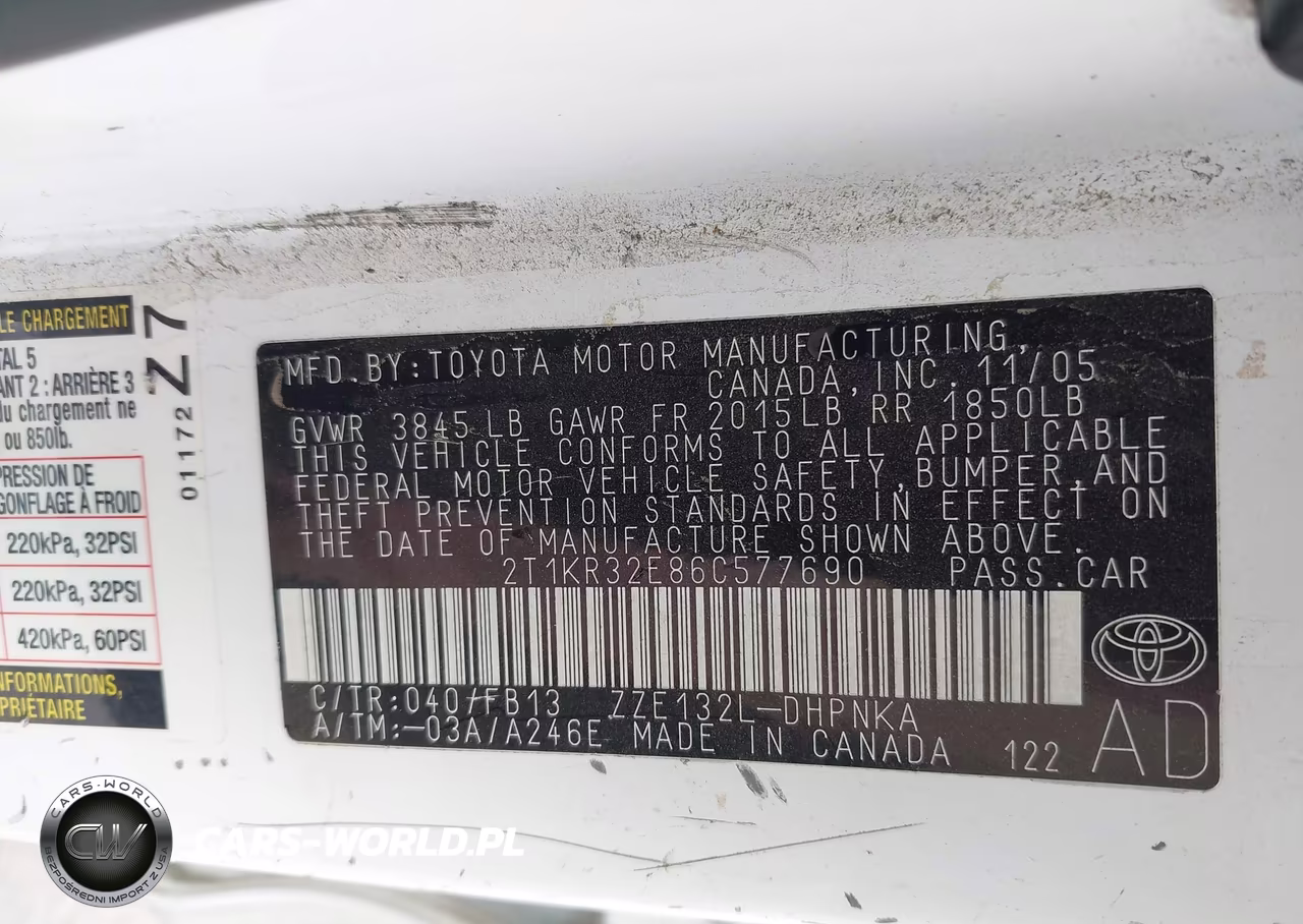 TOYOTA COROLLA MA VIN:2T1KR32E86C577690 - 9