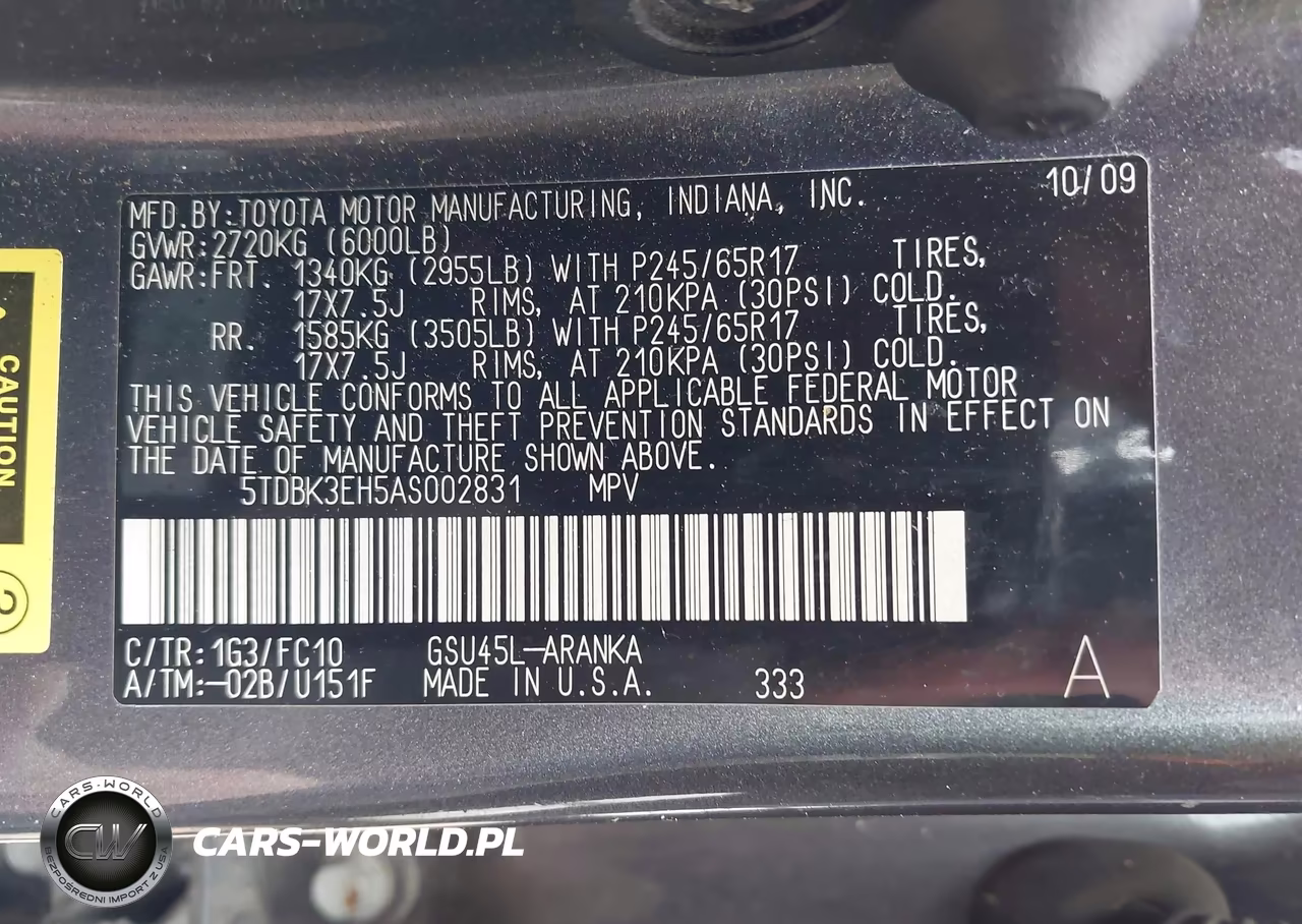 2010 Toyota Highlander Base V6 VIN:5TDBK3EH5AS002831 - 9