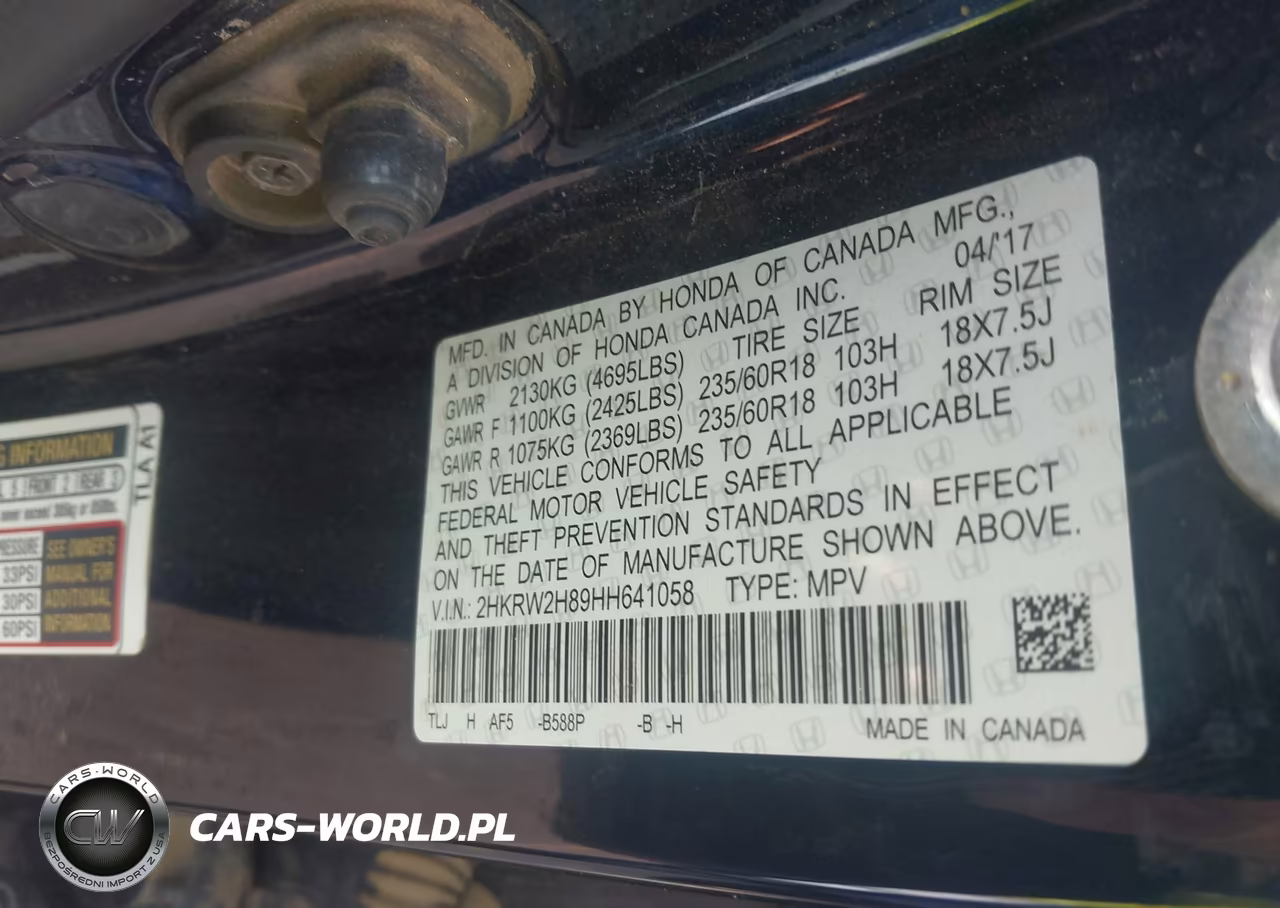 2017 Honda Cr-V Ex-L-Ex-L Navi VIN:2HKRW2H89HH641058 - 9