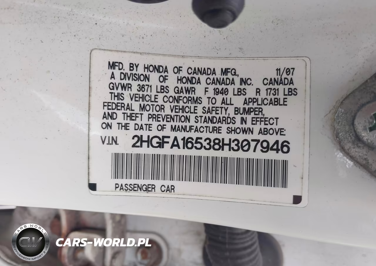 2008 Honda Civic Lx VIN:2HGFA16538H307946 - 9