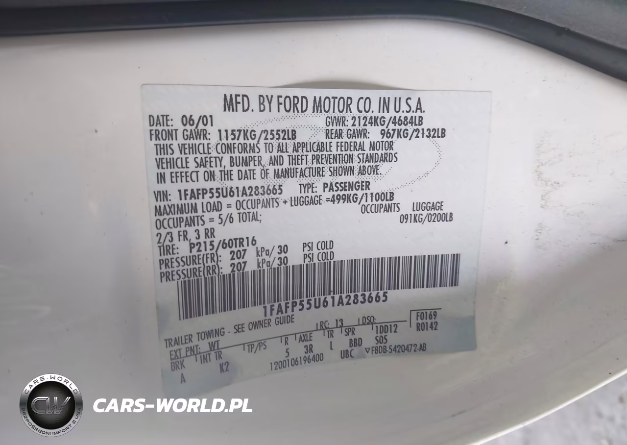 2001 Ford Taurus Ses VIN:1FAFP55U61A283665 - 9