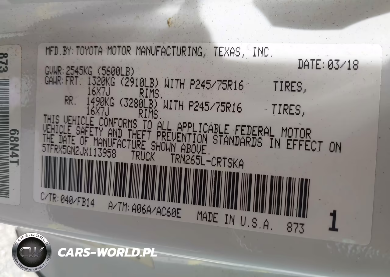 2018 Toyota Tacoma Sr VIN:5TFRX5GN2JX113958 - 9