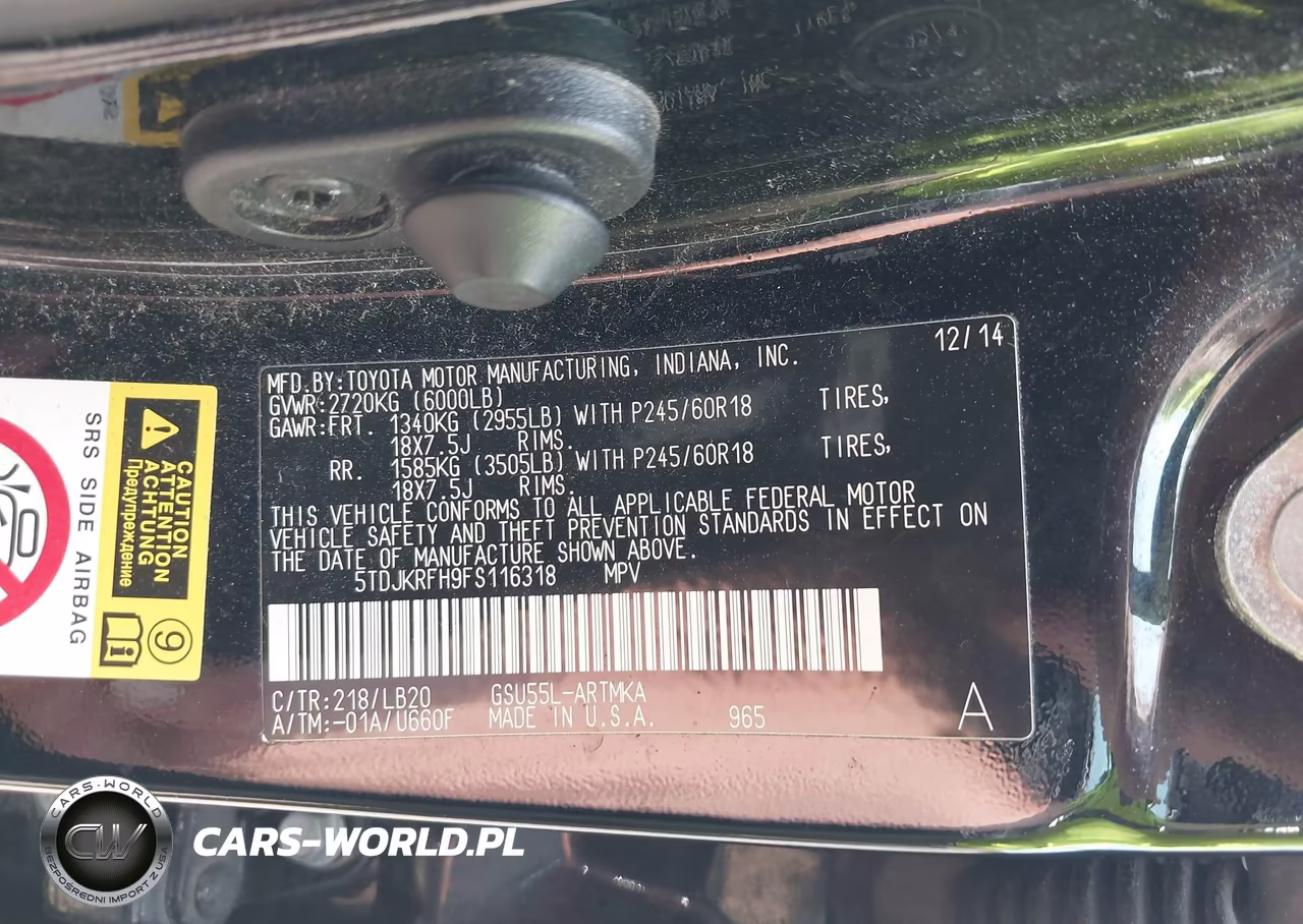 2015 Toyota Highlander Xle V6 VIN:5TDJKRFH9FS116318 - 9