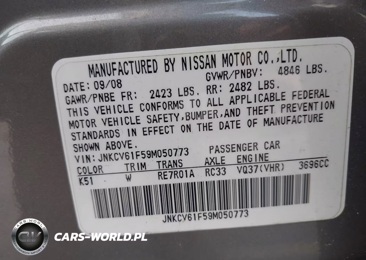 2009 Infiniti G37X VIN:JNKCV61F59M050773 - 9