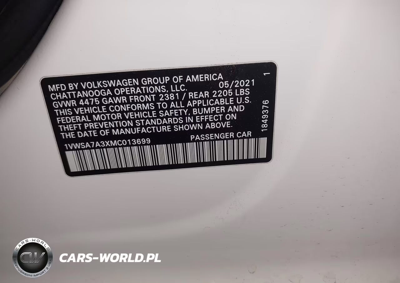 2021 Volkswagen Passat 2.0T Se VIN:1VWSA7A3XMC013699 - 9