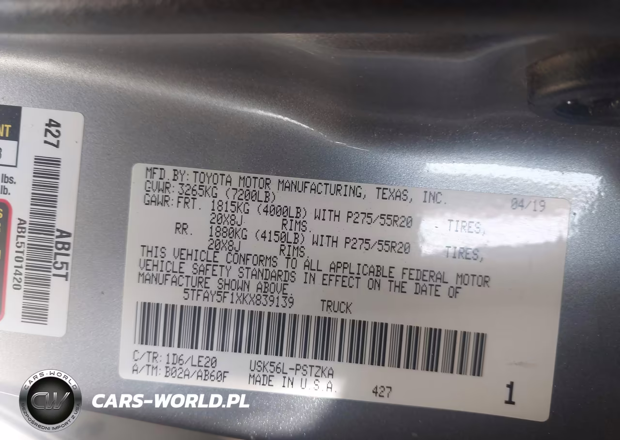 2019 Toyota Tundra Platinum 5.7L V8 VIN:5TFAY5F1XKX839139 - 9