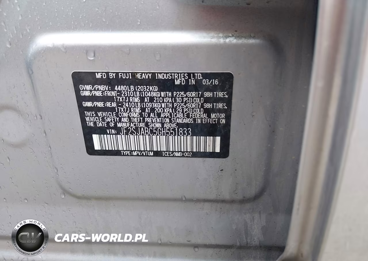 2016 Subaru Forester 2.5I VIN:JF2SJABC5GH551833 - 9