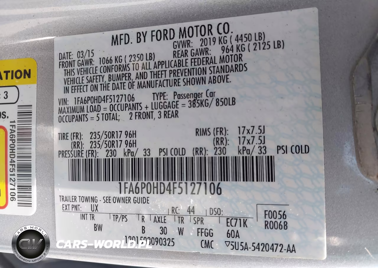 2015 Ford Fusion Se VIN:1FA6P0HD4F5127106 - 9